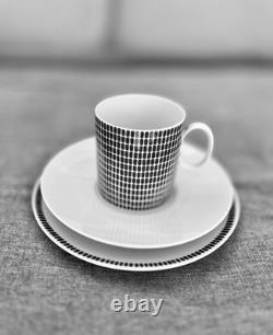 Vintage 1960s 3 Piece Thomas Germany Porcelain Cup Saucer Plate Set Onyx Grey