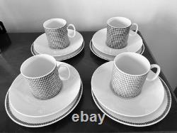 Vintage 1960s 3 Piece Thomas Germany Porcelain Cup Saucer Plate Set Onyx Grey