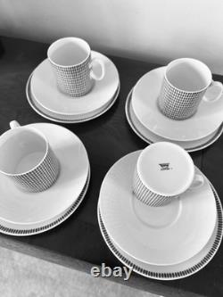 Vintage 1960s 3 Piece Thomas Germany Porcelain Cup Saucer Plate Set Onyx Grey Vintage 1960s 3 Piece Thomas Germany Porcelain Cup Saucer Plate Set Onyx Grey