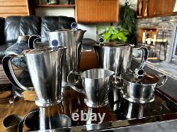 Vintage 1960s Gense Of Sweden Stainless Steel Modernist Coffee And Tea Service