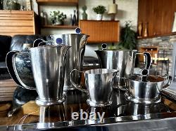 Vintage 1960s Gense Of Sweden Stainless Steel Modernist Coffee And Tea Service