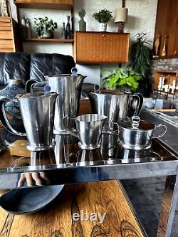 Vintage 1960s Gense Of Sweden Stainless Steel Modernist Coffee And Tea Service