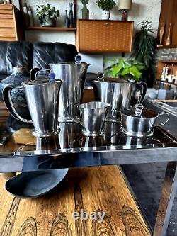 Vintage 1960s Gense Of Sweden Stainless Steel Modernist Coffee And Tea Service
