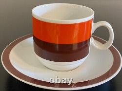 Vintage 1970's 17-pc Bavaria Schumann Arzberg Coffee Set. Orange, brown, white