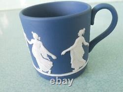 Vintage 1992 Wedgwood Jasperware Dark Blue Coffee Cup And Saucer Dancing Hours