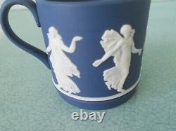 Vintage 1992 Wedgwood Jasperware Dark Blue Coffee Cup And Saucer Dancing Hours