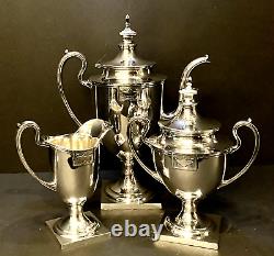 Vintage 3 Piece Classic Art Deco Inspired Silverplate Tea Set or Coffee Service