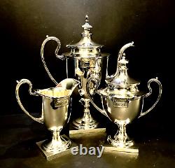 Vintage 3 Piece Classic Art Deco Inspired Silverplate Tea Set or Coffee Service