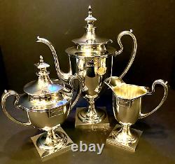 Vintage 3 Piece Classic Art Deco Inspired Silverplate Tea Set or Coffee Service