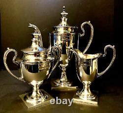 Vintage 3 Piece Classic Art Deco Inspired Silverplate Tea Set or Coffee Service