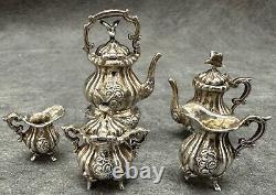 Vintage 5 pc Miniature Sterling Silver Tea Coffee Set Dollhouse Furniture Mini