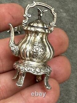 Vintage 5 pc Miniature Sterling Silver Tea Coffee Set Dollhouse Furniture Mini