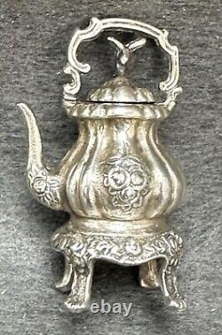 Vintage 5 pc Miniature Sterling Silver Tea Coffee Set Dollhouse Furniture Mini