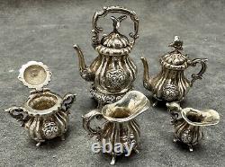 Vintage 5 pc Miniature Sterling Silver Tea Coffee Set Dollhouse Furniture Mini
