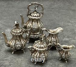 Vintage 5 pc Miniature Sterling Silver Tea Coffee Set Dollhouse Furniture Mini