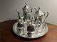 Vintage 5-piece Epns Silver Plated Tea / Coffee Pot Set, Tray Creamer Sugar Bowl
