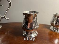 Vintage 5-piece EPNS Silver Plated Tea / Coffee Pot Set, Tray Creamer Sugar Bowl