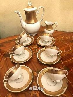 Vintage 6 cups 1 Pot 1 Milk Jug JlMenau Graf Von Henneberg Porcelain Coffee Set