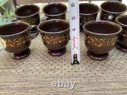 Vintage 70's Set of (8) Franciscan JAMOCA Teacups/ Coffee/Saucer Rare Brown/Gold
