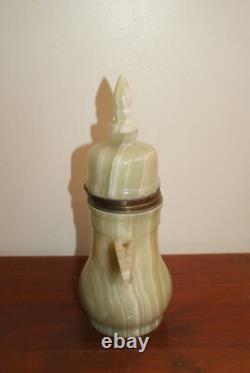 Vintage 7 Pc ONYX GEMSTONE Coffee Teapot with Six Cups