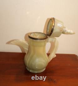 Vintage 7 Pc ONYX GEMSTONE Coffee Teapot with Six Cups