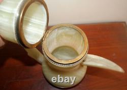 Vintage 7 Pc ONYX GEMSTONE Coffee Teapot with Six Cups