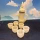 Vintage 7 Pc Onyx Stone Coffee Teapot With Six Cups