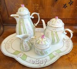 Vintage 8 Piece Handpainted Hollohaza Tea And Coffee Set With Tray From Hungary