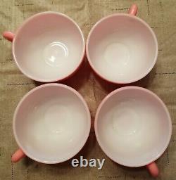 Vintage 8pc Hazel Atlas Crinoline Pinkwhite Ruffle Milk Glass Coffee Tea Set