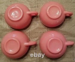 Vintage 8pc Hazel Atlas Crinoline Pinkwhite Ruffle Milk Glass Coffee Tea Set