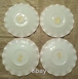 Vintage 8pc Hazel Atlas Crinoline Pinkwhite Ruffle Milk Glass Coffee Tea Set