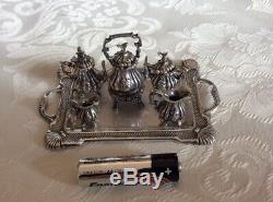 Vintage 925 sterling silver miniature tea service/coffee set, 925 Silver Tray