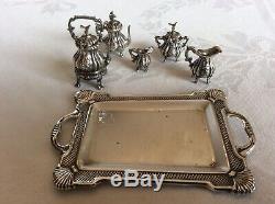 Vintage 925 sterling silver miniature tea service/coffee set, 925 Silver Tray