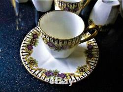 Vintage ANDRE FRANCOIS LIMOGES HANDPAINTED COFFEE SET for 9 withDEMITASSE CUPS