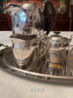 Vintage After Dinner Silver Plated Coffee Set With Demitasse Cups And Saucers