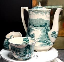 Vintage Alfred Meakin Coffee Tea Set Tintern Hand Engraved Transferware England
