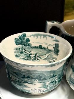 Vintage Alfred Meakin Coffee Tea Set Tintern Hand Engraved Transferware England