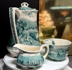 Vintage Alfred Meakin Coffee Tea Set Tintern Hand Engraved Transferware England
