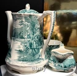 Vintage Alfred Meakin Coffee Tea Set Tintern Hand Engraved Transferware England