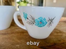 Vintage Anchor Hocking Fire King Bonnie Blue Coffee/Tea Cup, Milk Glass, 10 Set