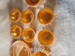 Vintage Anchor Hocking Fire King Peach Lustre Tea/Coffee Set/ 25 Pieces