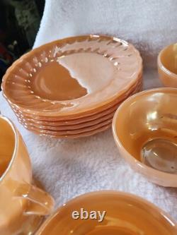 Vintage Anchor Hocking Fire King Peach Lustre Tea/Coffee Set/ 25 Pieces