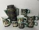 Vintage Andre Loret Sidmouth Pottery Complete Coffee Set With Coffee Pot Stand