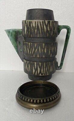 Vintage Andre Loret Sidmouth Pottery Complete Coffee Set with Coffee Pot Stand