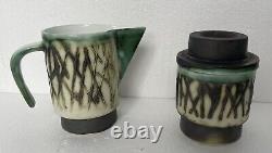 Vintage Andre Loret Sidmouth Pottery Complete Coffee Set with Coffee Pot Stand