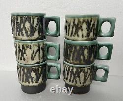 Vintage Andre Loret Sidmouth Pottery Complete Coffee Set with Coffee Pot Stand
