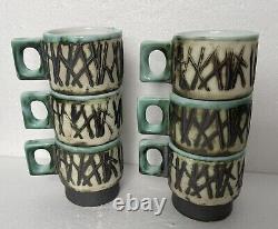 Vintage Andre Loret Sidmouth Pottery Complete Coffee Set with Coffee Pot Stand