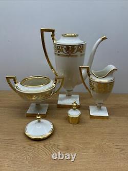 Vintage Antique Belleek by Lenox Gold Rim Coffee Tea Pot Sugar Creamer Set