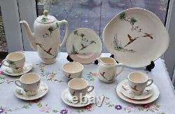 Vintage Antique Royal Doulton The Coppice Coffee Set Pot Milk Jug Pheasant 1942