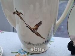 Vintage Antique Royal Doulton The Coppice Coffee Set Pot Milk Jug Pheasant 1942